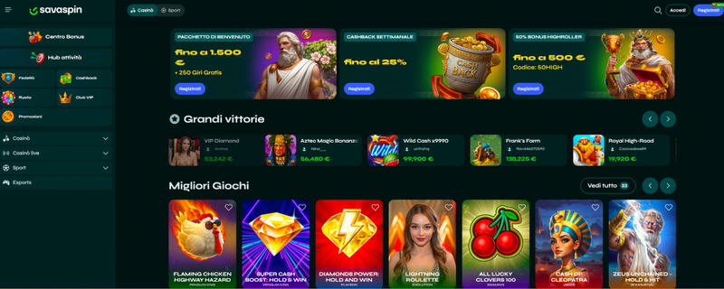 SavaSpin Casino giocare sul sito